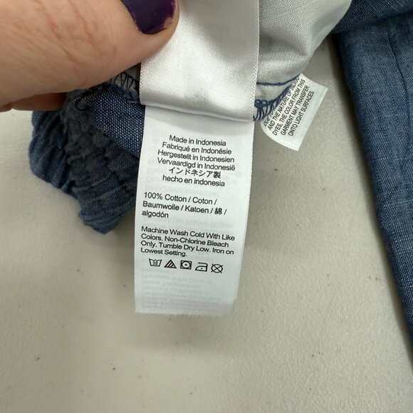 J Crew Factory Chambray Drawstring Cuffed Cotton Pants w Pockets Womens size 8 - Picture 5 of 9